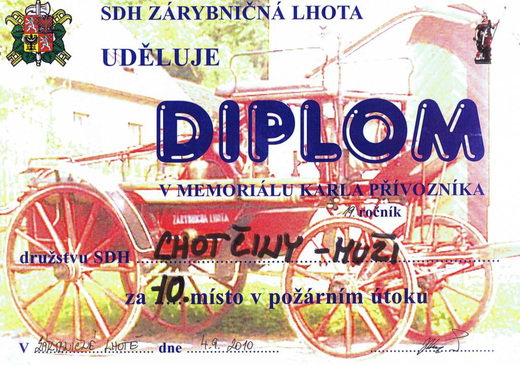 2010 Zárybničná Lhota - diplom